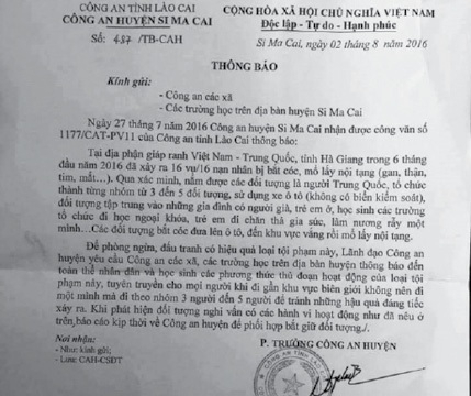 Nạn bắt cóc, mổ lấy nội tạng tại vùng giáp ranh Việt - Trung: Nơi thông báo có, chỗ bảo không!